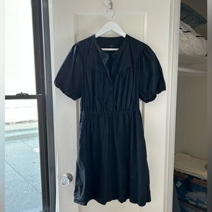J. Crew Black Cotton Poplin Puff Sleeve Shirt Dress in XL
